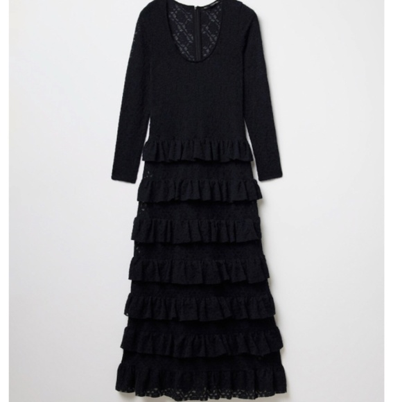 Original Designer Black Lace Dress with Ruffles Sz. Medium - Picture 7 of 7